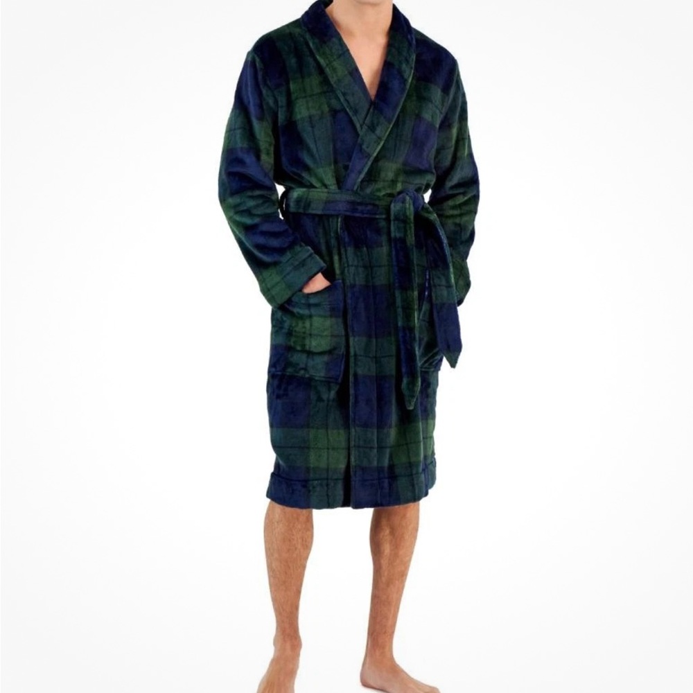 BNWT!Club Room men’s plush pajama robe💚💙.